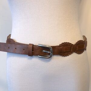 VTG-BOHO Chocolate Brown Eyelet Cutout Vegan Leather Belt